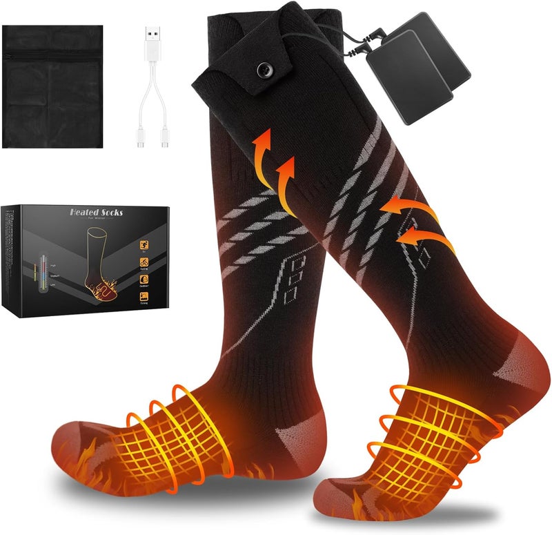 MANAKASA Heated Socks for Men Women, 5000mAh*2 Battery Upgraded Rechargeable Electric Heated Socks with 4 Heating Levels for Hunting, Camping, Hiking, Fishing, Outdoor Activities - Image 1